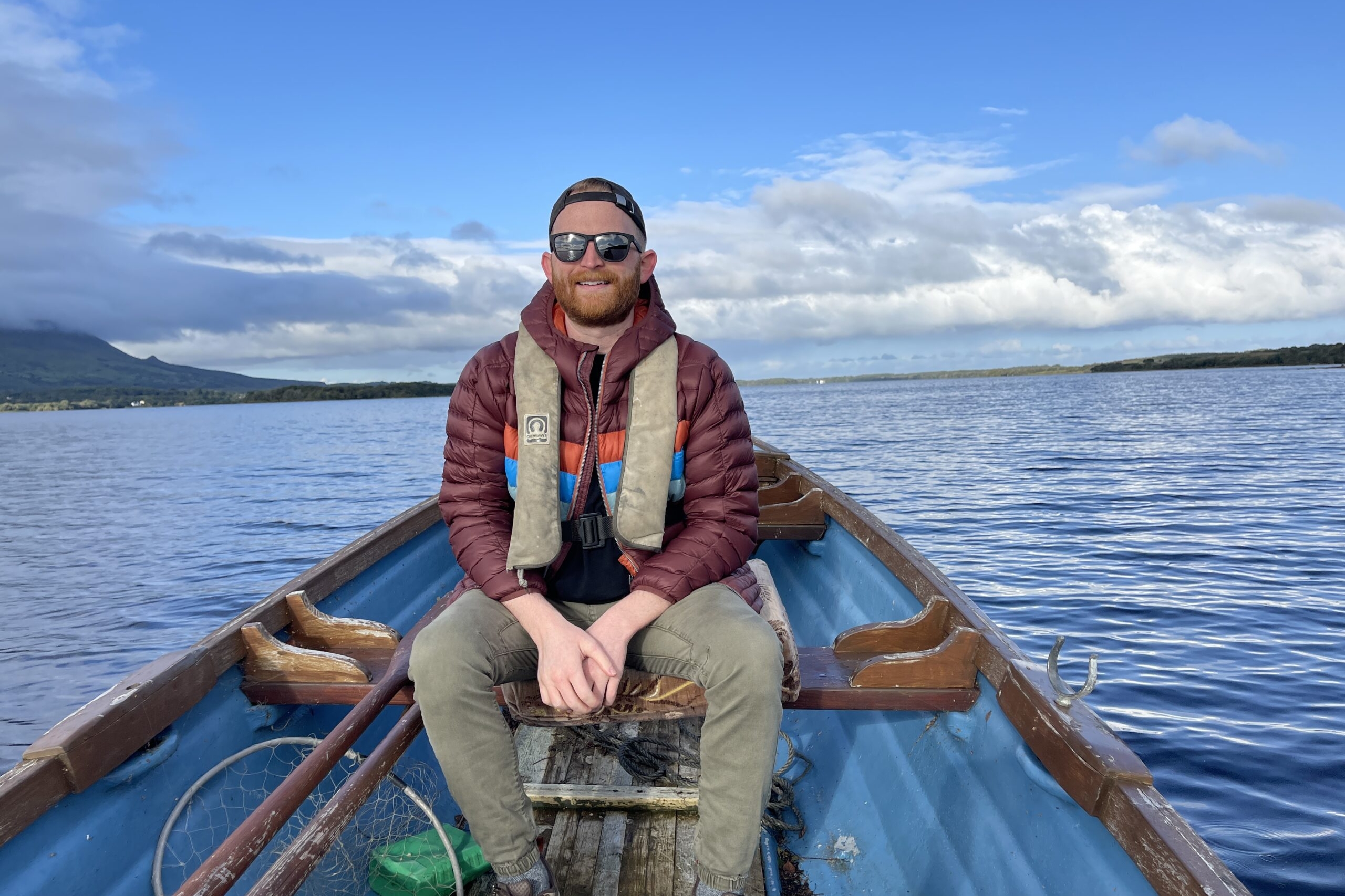 Eric Michael on a boat in Ireland